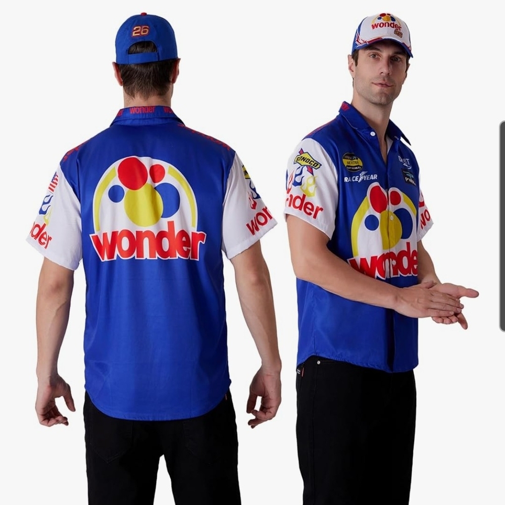 Wonder Blue Ricky Bobby Racing-Inspired Casual Button Front Shirt - Picture 2 of 4